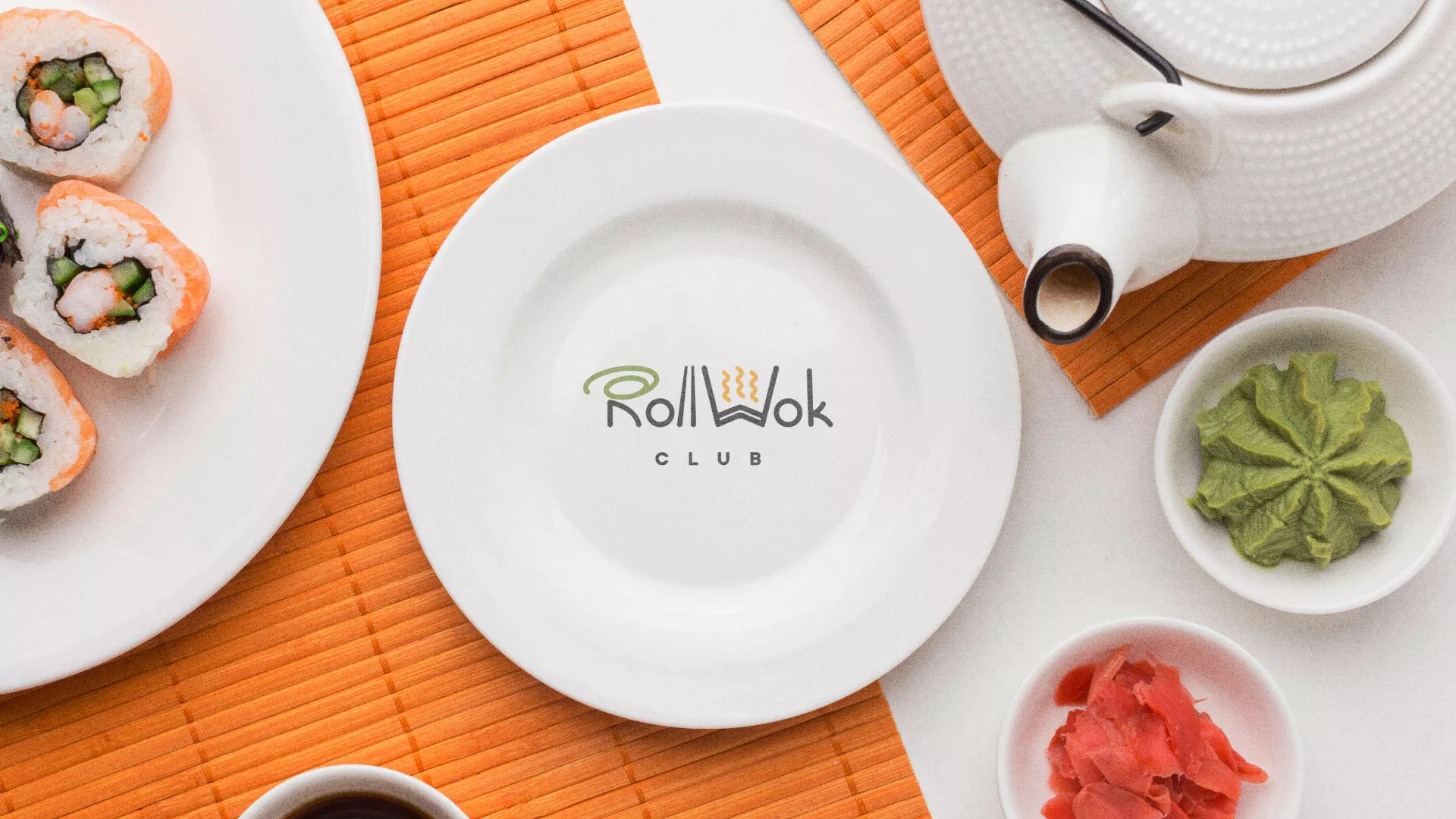 Разработка логотипа и фирменного стиля в Люберцах для суши-бара «Roll Wok Club» Разработка логотипа и фирменного стиля в Люберцах для суши-бара «Roll Wok Club»